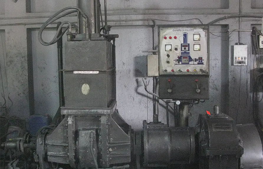 25 litre dispersion kneader with control panel at the Silton Rubber plant, Howrah