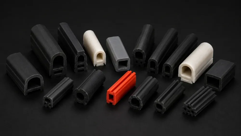Extruded rubber profiles and channels